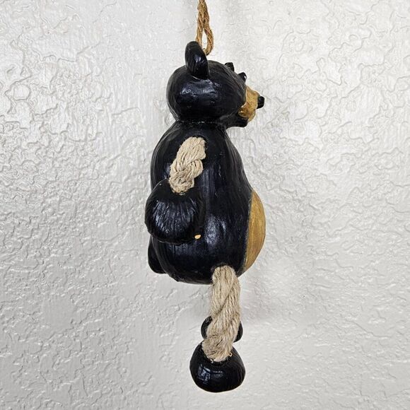Vintage Bert Anderson Christmas Bear Ornament 2002 Dangling Folk Art Jute Rope - Picture 7 of 16